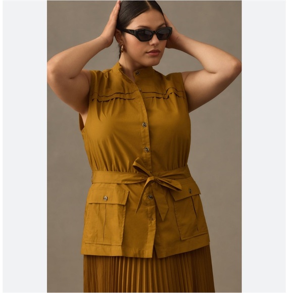 Anthropologie Vested Pleated Dress - Picture 4 of 12